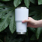 D·S 30oz White Tumbler Stainless Steel Double Wall Vacuum Insulated Mug with Straw and Lid, Cleaning Brush for Cold and Hot Beverages (30oz White)