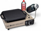 GasOne GS-3400P-KIT Propane or Butane Gas Stove with Flat Top Griddle Included – Dual Fuel Propane Grill Tent Stove Burners for Cooking for Camping, Kitchen – Diecast Aluminum with Non Stick Coating