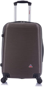InUSA ROYAL Hardside Luggage with Ergonomic Handles | Spacious Travel Suitcase with Four Spinner Wheels and Studs | 20 Inch Hardside Carry-On Spinner Luggage | Brown