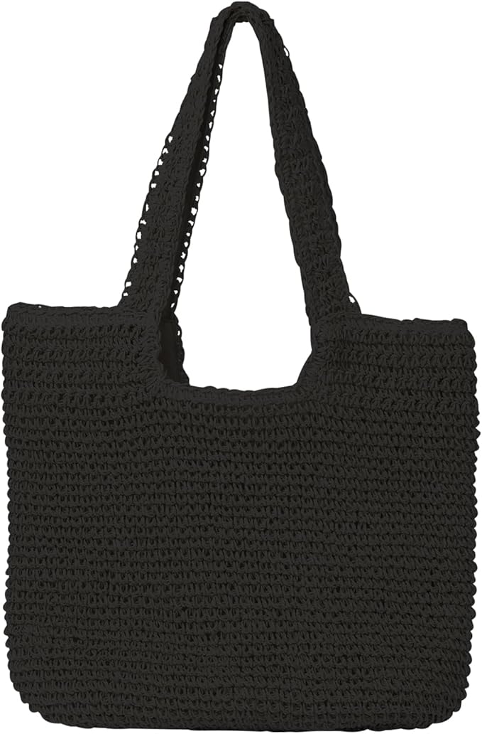 GOLDTIMO Beach Bags for Women - Summer Soft Large Woven Shoulder Purse Handbag, Beach Tote Straw Bag for Summer Vacation