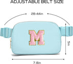 Gitus Gifts for 7 8 9 10 11 Year Old Girls Belt Bag Fanny Pack Crossbody Bags with Initial Letter Patch Birthday Gifts for Daughter Sister Friends Teen girls (Icing Blue-M)