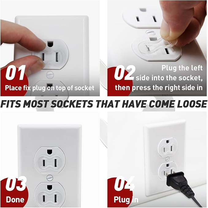 15-Pack Loose Outlet Fix Plug - Ensure Secure Connection for Power Plugs - Socket Extender Prevents Loose Socket Issues - Easily Fix Loose Outlets - Won't Fall Out or Cut Off Electricity