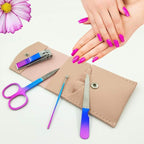 Manicure Set, Professional Women Nail Clippers Kit 4PCS， Stainless Steel Nail Cutter Care Tools Professional Grooming Kits, PU Leather Travel Case （Colorful）