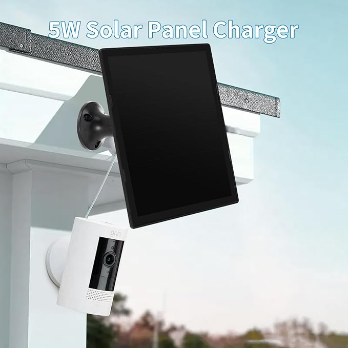 Solar Panel Charger for Ring Camera, Compatible with Ri ng Stick Up Cam, Stick Up Cam Pro, Ring Spotlight Cam Plus/Pro, 6W5V 13ft Charging Cable (Black-2Pack)