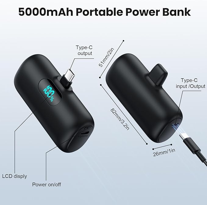 [2 Pack]Small Portable Charger for iPhone 17/16/15 Series,5000mAh 3A PD USB C Power Bank, Mini Travel Essentials Battery Pack for iPhone 17/17 Pro/16/16 Plus/16 Pro/15 Pro Max,Samsung,Android/LG etc