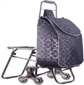Hand Truck Cart, Folding Luggage Cart with Chair, Portable Grocery Shopping Cart, Large-Capacity Wheeled Trolley for Easy Transport
