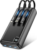 50000mAh Power Bank Portable Charger 22.5W Fast Charging, Built in Cables USB-C External Battery Pack, Phone Charger with 5 Output & 2 Input USB C, Travel Camping Essential for iPhone & Andriod