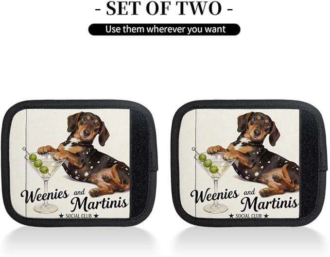 2 Pack Luggage Handle Wrap with Travel Tags - Non-Slip Protective Cover Soft Handle Grips Covers for Suitcase(Dogs Social Club)