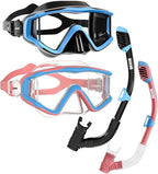 Aegend Snorkeling Gear for Adults Youth Kids, Snorkel Mask with Top Dry Valve - Panoramic View Anti-Leak and Anti-Fog with Mesh Bag for Snorkeling, Scuba Diving, Freediving & Swimming