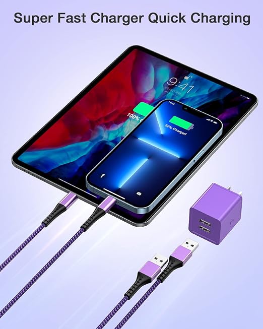 iPhone 14 Charger Fast Charging, 2Pack Dual Port iPhone Charger USB Wall Chargers Plug Adapter with10feet Long USB A to Lightning Charging Cable for iPhone 14/13/12/11/Pro Max/Pro/Plus/XS/XR/X/SE,iPad