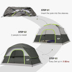 CAMPROS CP Camping Tent 2/4/6 Person, Waterproof Windproof Double Layer Dome Tent, Easy Setup with Large Mesh Windows & Wide Door for Outdoor Camping Backyard
