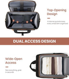 Rolling Puffer Backpack for Women, Travel Backpack with Wheels, 16 Inch Wheeled Laptop Backpck, Dual-Opening Design Overnight College Underseat Carry on Luggage, Roller Business Work Bag, Black Brown