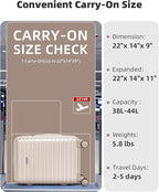 LARVENDER Carry on Luggage 22x14x9 Airline Approved, Expandable 20 Inch Hardside Suitcase with Wheels TSA Lock, PC+ABS Lightweight Carry on Suitcases for Women and Men, Champagne (20/DB/TB)