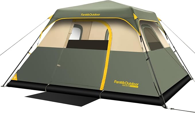 FanttikOutdoor Camping Tent 4/6/8/10 Person Instant Cabin Tent Setup in 60 Seconds with Rainfly & Windproof Portable with Carry Bag for Family Camping & Hiking, Upgraded Ventilation, Navy Blue