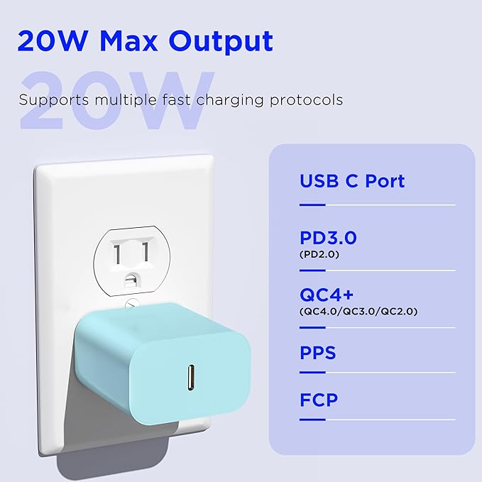 iPhone 17 16 15 Charger Fast Charging,2Pack 20W Apple iPad USB C Wall Chrager Block with 6FT USB C to C Cable for iPhone 17/Pro/Pro Max/17 Air/ 16/16 Pro/16 Pro Max/15/Plus/Pro/Pro Max (Green)