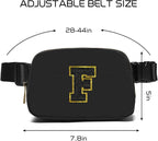 Gitus Belt Bag Fanny Pack Crossbody Bags with Initial Letter Patch Gifts for Wife Older Women Mother Coworker Bridesmaid Anniversary Travel Gifts Beach Gifts (Black-F)
