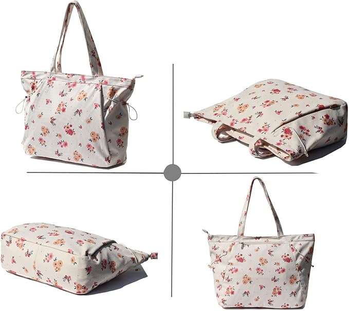 ESVAN Corduroy Yoga Tote Bag Gifts for Women Drawstring Yoga Mat Bag for Office Workout Travel Carryall Pilates Gym