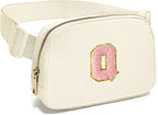 Gitus Personalized Gifts Birthday Gifts for Girls Fanny Pack Cross Body Bags with Initial Letter Preppy Stuff Gifts for Her Girlfriend Wife Sister Friends Mom (Ivory-Q)