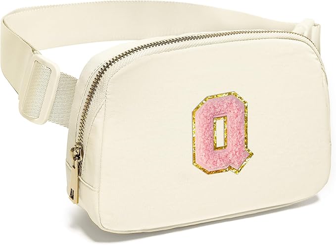 Gitus Personalized Gifts Birthday Gifts for Girls Fanny Pack Cross Body Bags with Initial Letter Preppy Stuff Gifts for Her Girlfriend Wife Sister Friends Mom (Ivory-Q)