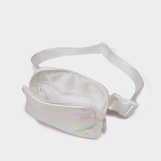 Pander Two Way Zipper Fanny Pack Nylon Everywhere Belt Bag for Women, Water Repellent Waist Packs, Crossbody Bags with Adjustable Strap(Iridescent).