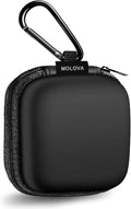 Square Earbud Case Portable EVA Carrying Case Storage Bag Tech Pouch Cell Phone Accessories Organizer with Carabiner for Earphone, Earbud, Earpieces, SD Memory Card, Camera Chips, Black