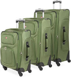 SWISSGEAR Sion Softside Expandable Spinner Luggage Durable Lightweight Travel Suitcase, Evergreen, 3-Piece Set (21/25/29)