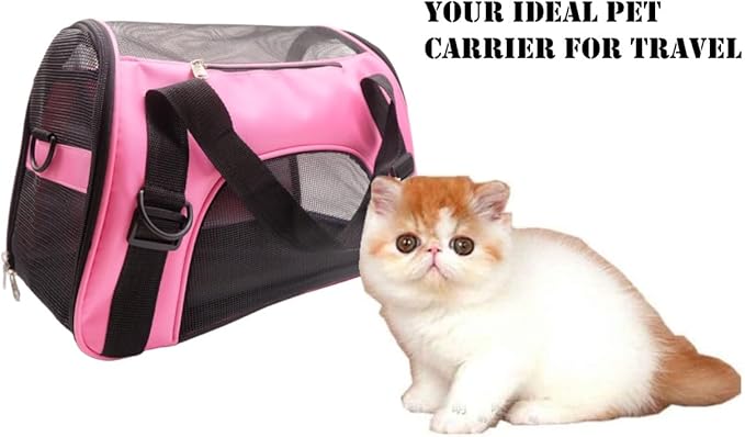 ZaneSun Cat Carrier,Soft-Sided Pet Travel Carrier for Cats,Dogs Puppy Comfort Portable Foldable Pet Bag Airline Approved (LightPink)