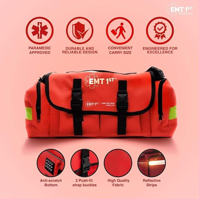 EMT 1st 362 Pcs Emergency Responder First Aid Kit with 40 Unique Items & First Aid Guide Book, Large First aid kit for car, Travel & Home - Emergency Bag for Hiking, Camping, Backpacking and Outdoor