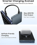 Kuulaa Magsafe Battery Pack 0.47'' 10000mAh Slim Magnetic Portable Charger Power Bank Support USB C PD 20W Fast Charging, Compatible with iPhone 16 Pro Max/15/14/13/12 Mini