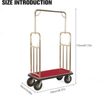 Generic Hotel Luggage Cart Wagon 39Lx19Wx68H Inch Lobby Trolley Luggage Carts Up to 881LBS 8-inch Silent Rubber Casters Carpet Deck Bumper Rails for Commercial Use Condos Resorts
