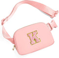 Gitus Belt Bag Fanny Pack Crossbody Bags with Initial Letter Patch Cute Stuff Birthday Gifts for Teenager Girls Trendy Preppy Stuff for Teen Girls Cool Stuff for Teens (Light Pink-K)