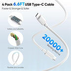 2 Pack USB C Charger Block 60W, 4-Port GaN5 Super Fast Phone Charger, Type C Charging Block PD 20W & QC 20W with 6.6FT USB C Cable for iPhone17 Air/17/16/15Pro Max Samsung Galaxy S24