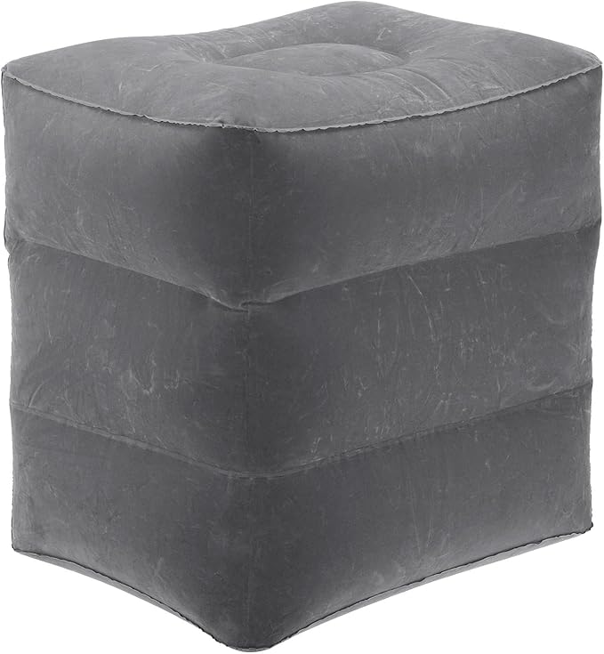 PATIKIL Travel Foot Rest Pillow, Inflatable Foot Rest Mat Adjustable 3 Layers Height Sleep Flights Leg Pillow for Airplane Train Office, Gray
