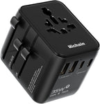 Hichain International Power Adapter 35W, Universal Travel Adapter 7-in-1 Worldwide Plug Power International Charger for Business Travelers Vacationers, Fast Charging for iPhone 17/16, Tablets, GoPro