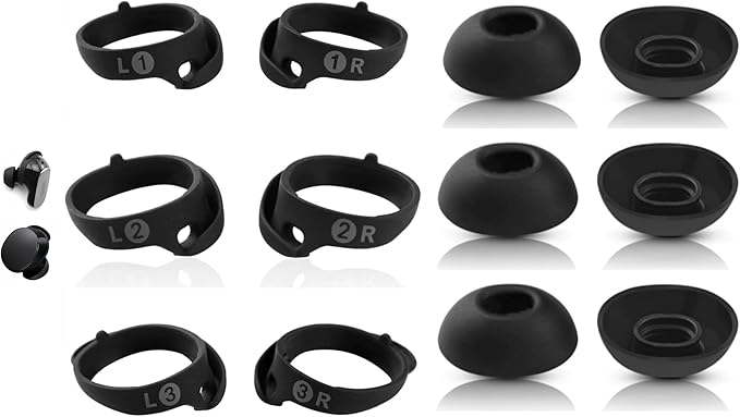 6 Pairs Replacement Ear Tips for Bose QuietComfort Ultra Earbuds (2023) & Bose QuietComfort Earbuds II (2022) - Anti-Slip Silicone Wingtip Covers Eartip-Black