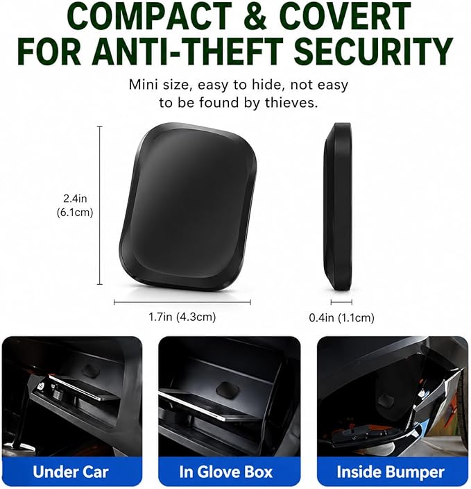 GPS Tracker for Vehicles(iOS Only),Magnetic Waterproof Car Tracker, No Monthly fees, Mini Portable GPS Tracker for Cars, Trucks, Motorcycle, Anti-Theft