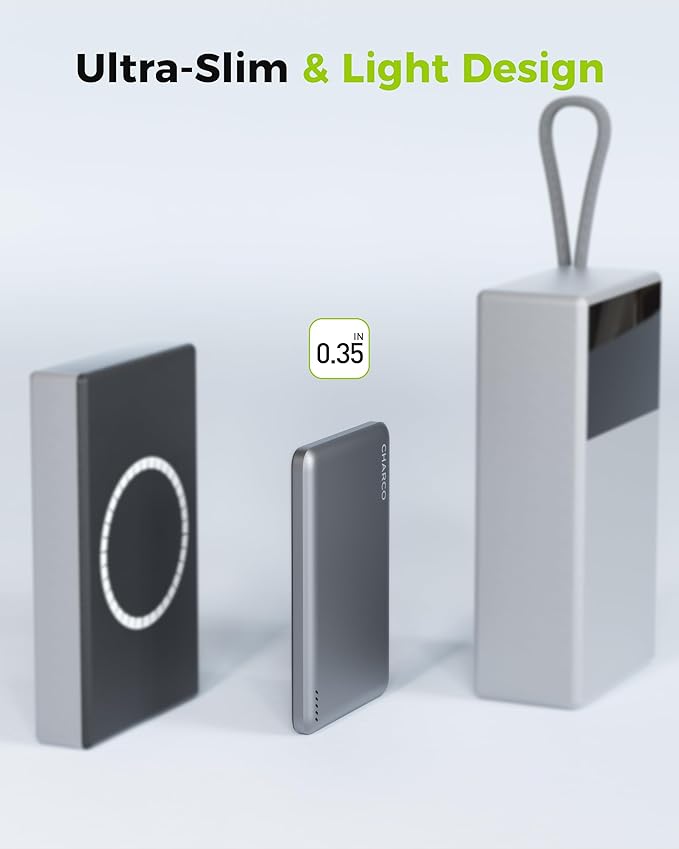 CHARCO Magnetic Power Bank for Magsafe Fast Charging, 5000mAh Wireless Portable Charger with Ultra Slim & Lightweight, Compatible with iPhone 17/16/15/14/13 Series,Travel Essential