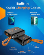 5V 2A Power Bank for Heated Jacket, Heated Vest Battery Pack 10000mAh Portable USB Charger, Power Pack for Heated Stadium Seat Chair, Mobile Phone Charger for iPhone Android with Built-In Cable Fast