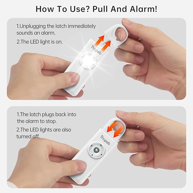 Thopeb–The Original Personal Safety Alarm for Women Self Defense – Elders & Kids Self Defense Keychain Siren – 135dB Loud Siren Bird Sound – Cute Key Chains Protection (White)