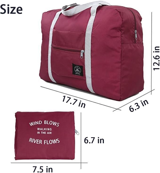 Foldable Travel Duffel Bag Tote Carry on Luggage Bag Spirit Airlines Personal item Sports Gym Bag Water Resistant Weekender Overnight Bags for Women and Men (Red)