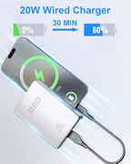 BBD Magnetic Power Bank for iPhone,12000mAh Magsafe Battery Pack with 20w Fast Charging,Slim Magsafe Power Bank USB C in&Out,Wireless Portable Charger for iPhone 17/16/15/14/13/12 Series-Silver
