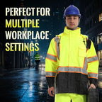 SKSAFETY Hi Vis Safety Rain Jacket for Men, Construction Work Rain Gear Heavy Duty Class 3 Rain Coat Waterproof Lightweight