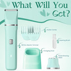 Risina Bikini Trimmer for Women - Pubic Hair Trimmer for Women, Gentle Dual Head Electric Shaver for Private Area and Bikini Line, IPX7 Waterproof, Cordless Rechargeable, Self-Care Gifts for Women