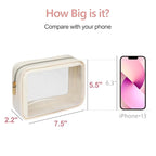 F-color TSA Approved Toiletry Bag 3 Pack Medium - Clear Makeup Bag Travel Quart Size for Women Men, Clear Cosmetic Bag Airport Airline Compliant Carry on Bag, Beige