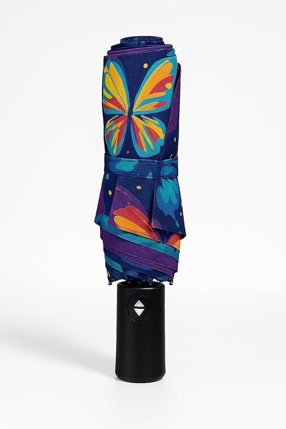 Umbrella Colorful butterflies Windproof Travel Umbrella for Rain,Sun Lightweight and Portable Auto Open Close Umbrellas