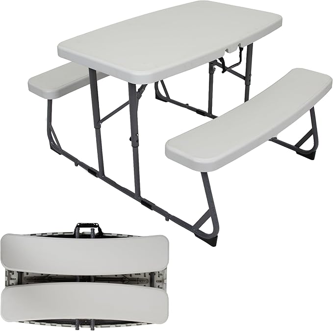 Stansport Compact Portable Kids Picnic Table – Foldable Space-Saving Design with Locking Legs – Lightweight Children’s Picnic Set for Travel, Parks, Campsite – Durable Steel Frame & Easy Clean Surface