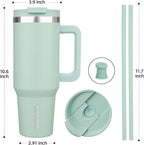 BJPKPK 40oz Stainless Steel Insulated Tumbler With Handle And Lid Straw Travel Coffee Mug Thermal Cup,Pistachio Green