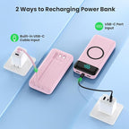 YHO Wireless Portable Charger 40800mAh for iPhone with Built-in Cables, Wireless Charging USB C Power Bank,25W PD Fast Charging Travel Essential Battery Pack for iPhone 17/16/15,Android-Pink