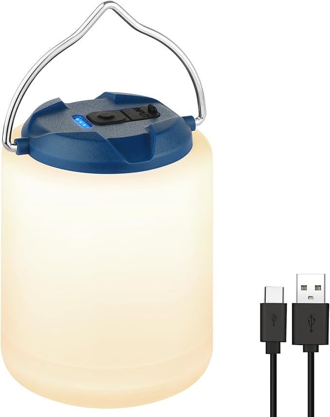 BOBKID LED Camping Lantern, Rechargeable Camping Light, 4 Modes Outdoor Flashlights Lanterns with 1000LM, Water Resistant Portable Emergency Camp Light for Hurricane Hiking Survival Kits - Blue