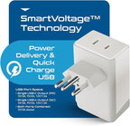 Ceptics Brazil Rio Power Plug Adapter Travel QC 3.0 & PD, Safe Dual USB & USB-C - 2 USA Socket Compact & Powerful - Supports Quick Charge 3.0 & Power Delivery - Type N AP-11C - Fast Charging